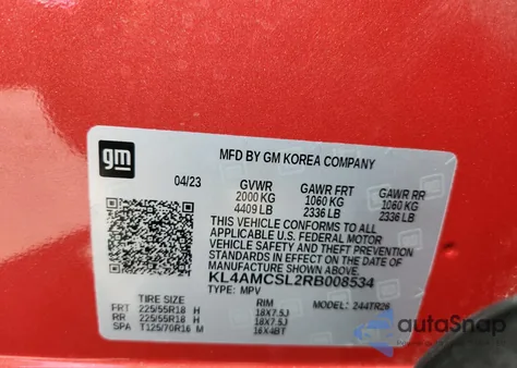 2024 Buick Encore Gx Preferred из США, поврежденный, VIN KL4AMCSL2RB008534